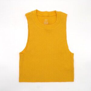 Aerie Cropped Tank Top Womens Juniors size Medium Yellow Gold Ribbed Sleeveless